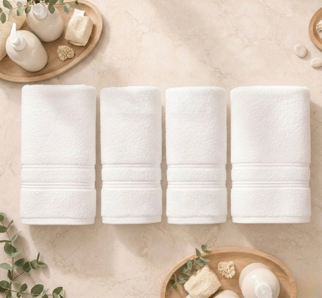 Coffret 4 serviettes personnalisées en coton 550g/m²