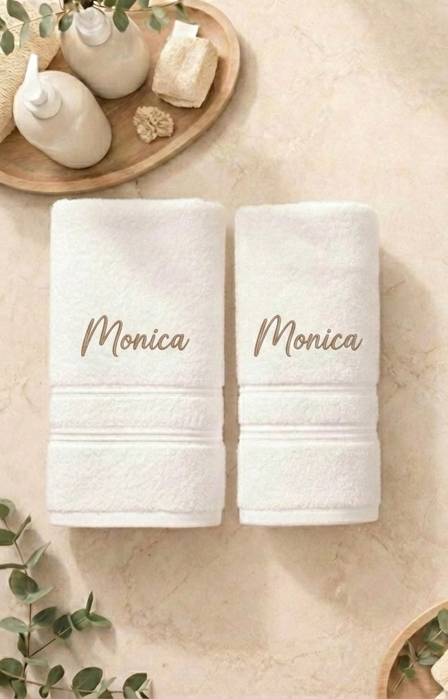 Coffret 2 serviettes personnalisées en coton 550g/m²