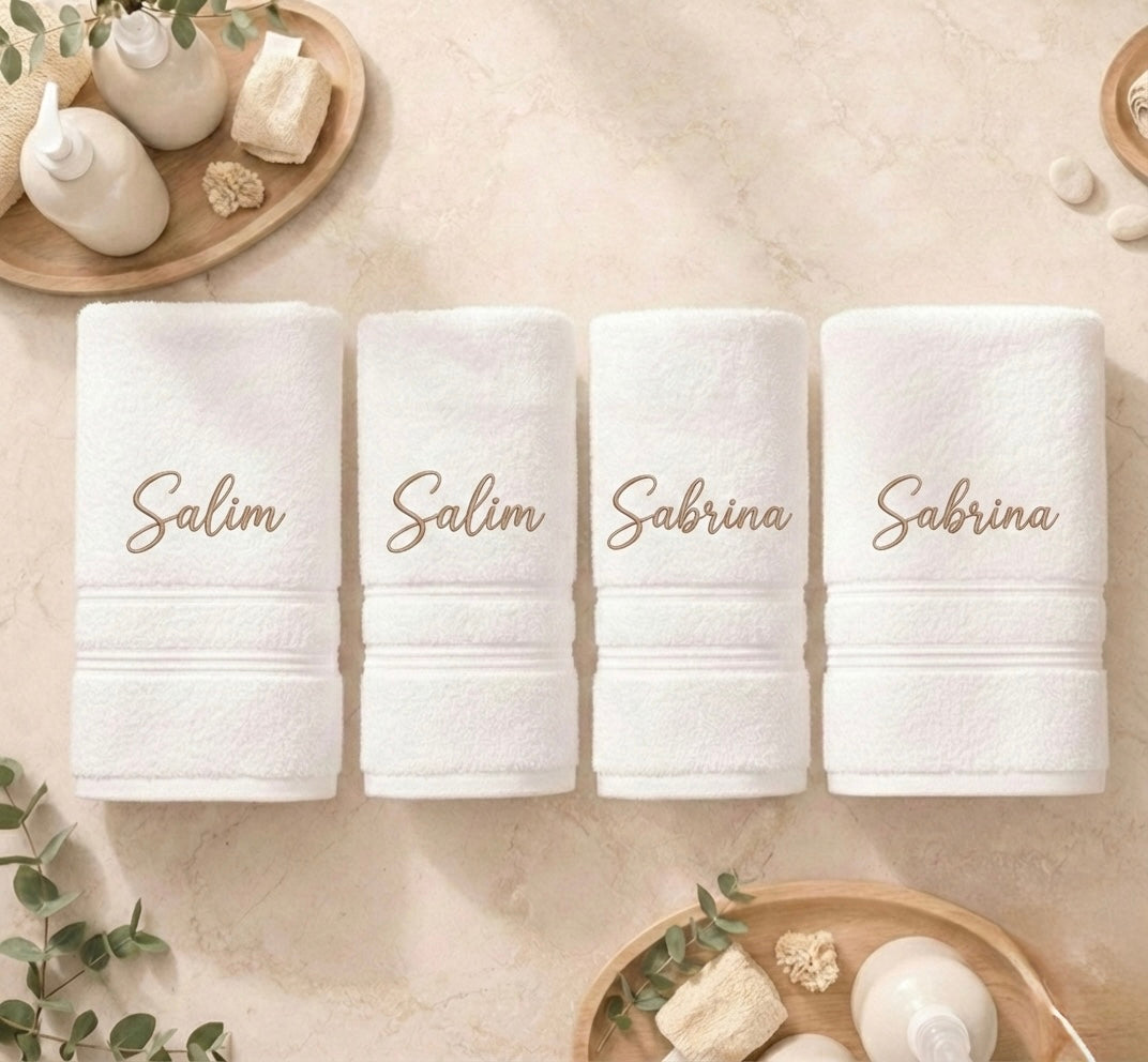 Coffret 4 serviettes personnalisées en coton 550g/m²
