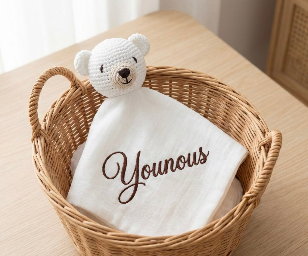 Doudou ourson en crochet personnalisé