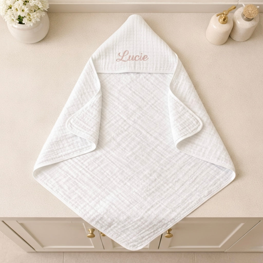 Cape de bain personnalisée en gaze de coton