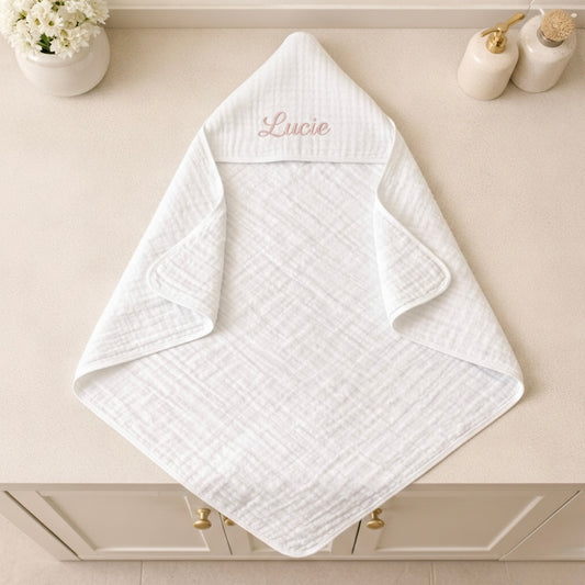 Cape de bain personnalisée en gaze de coton