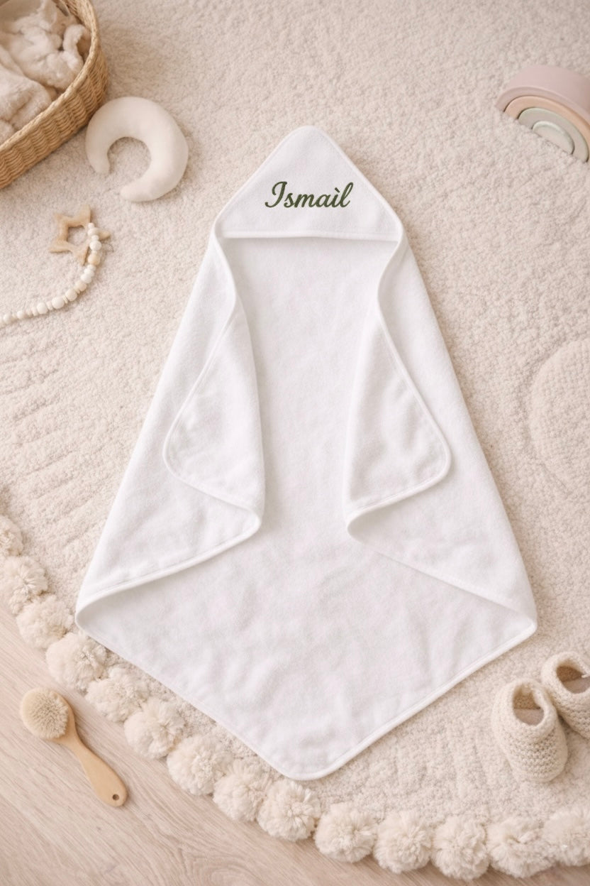Cape de bain bébé personnalisée en mousseline